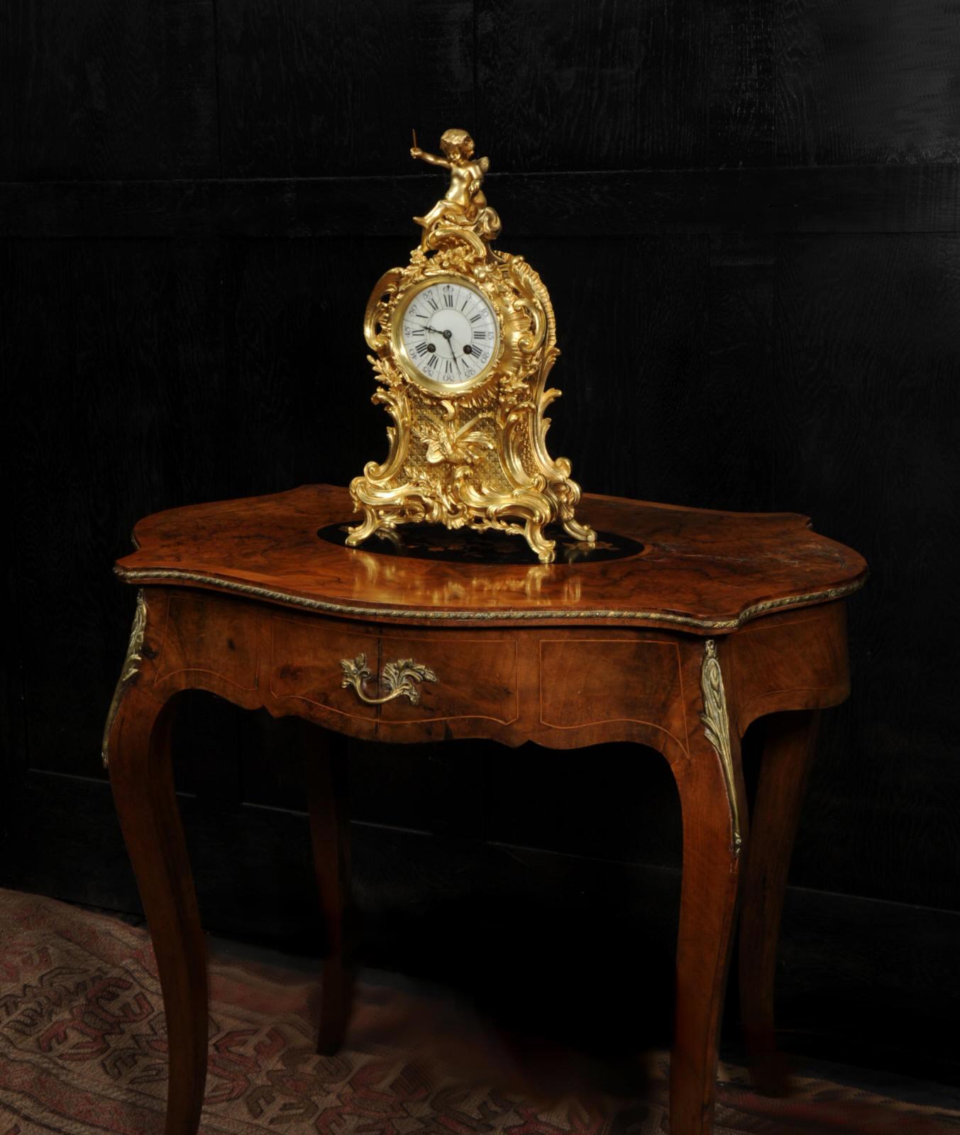 Antique French Gilt Bronze Rococo Clock, Music 3