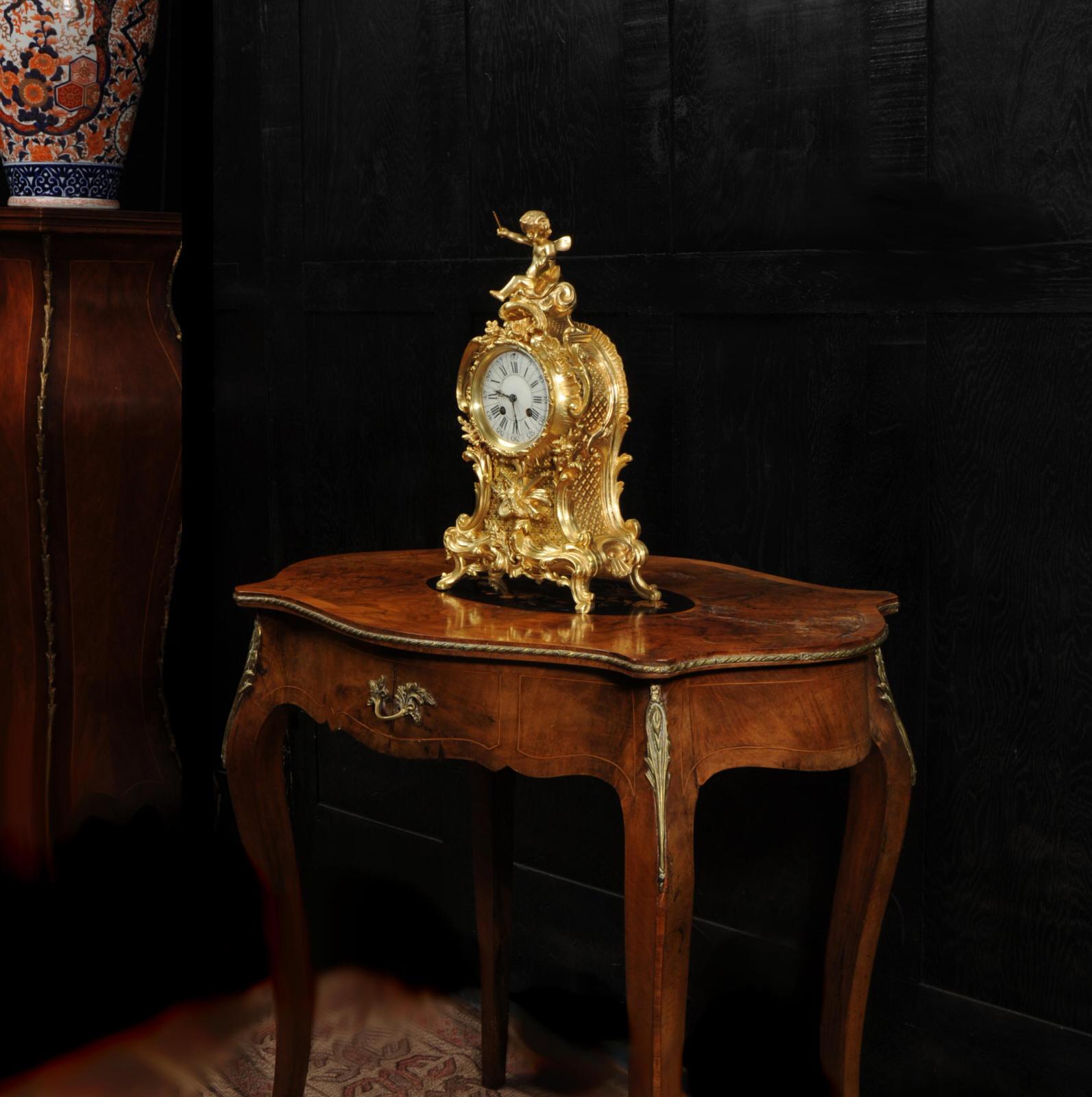 Antique French Gilt Bronze Rococo Clock, Music 4