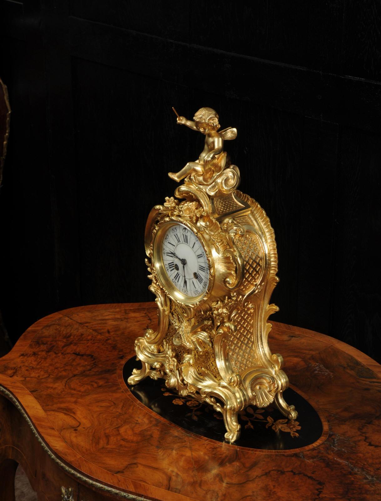 Antique French Gilt Bronze Rococo Clock, Music 5