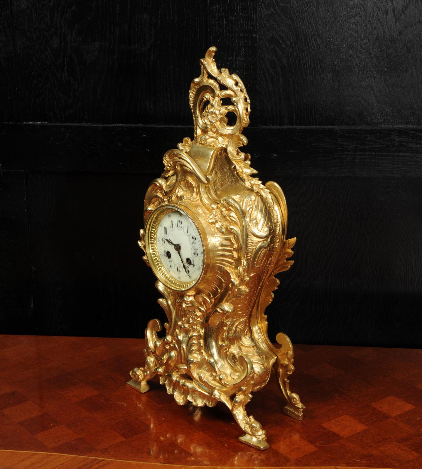 Antique French Gilt Bronze Rococo Clock, Neptune and the Sea 5