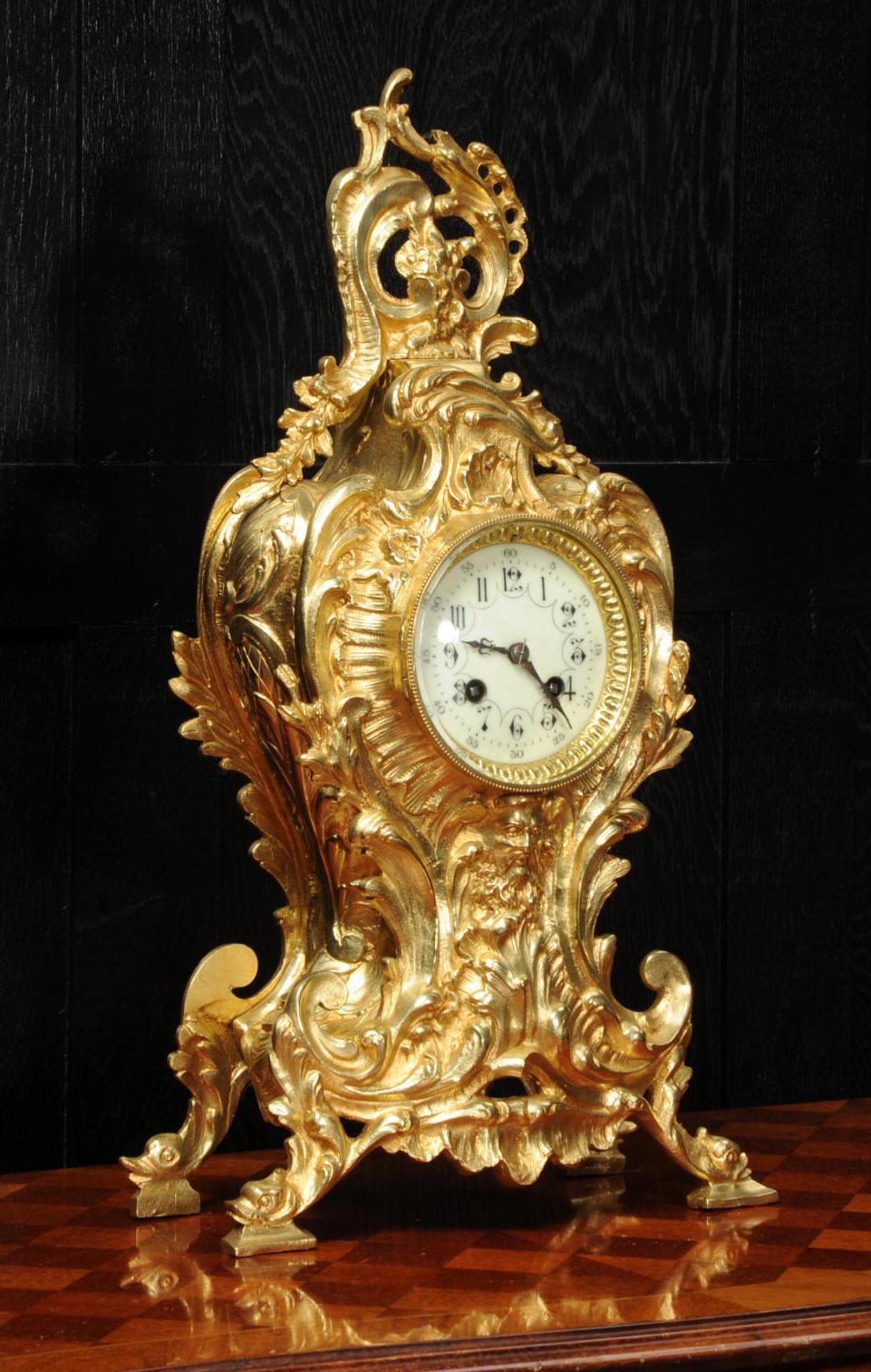 Antique French Gilt Bronze Rococo Clock, Neptune and the Sea 6