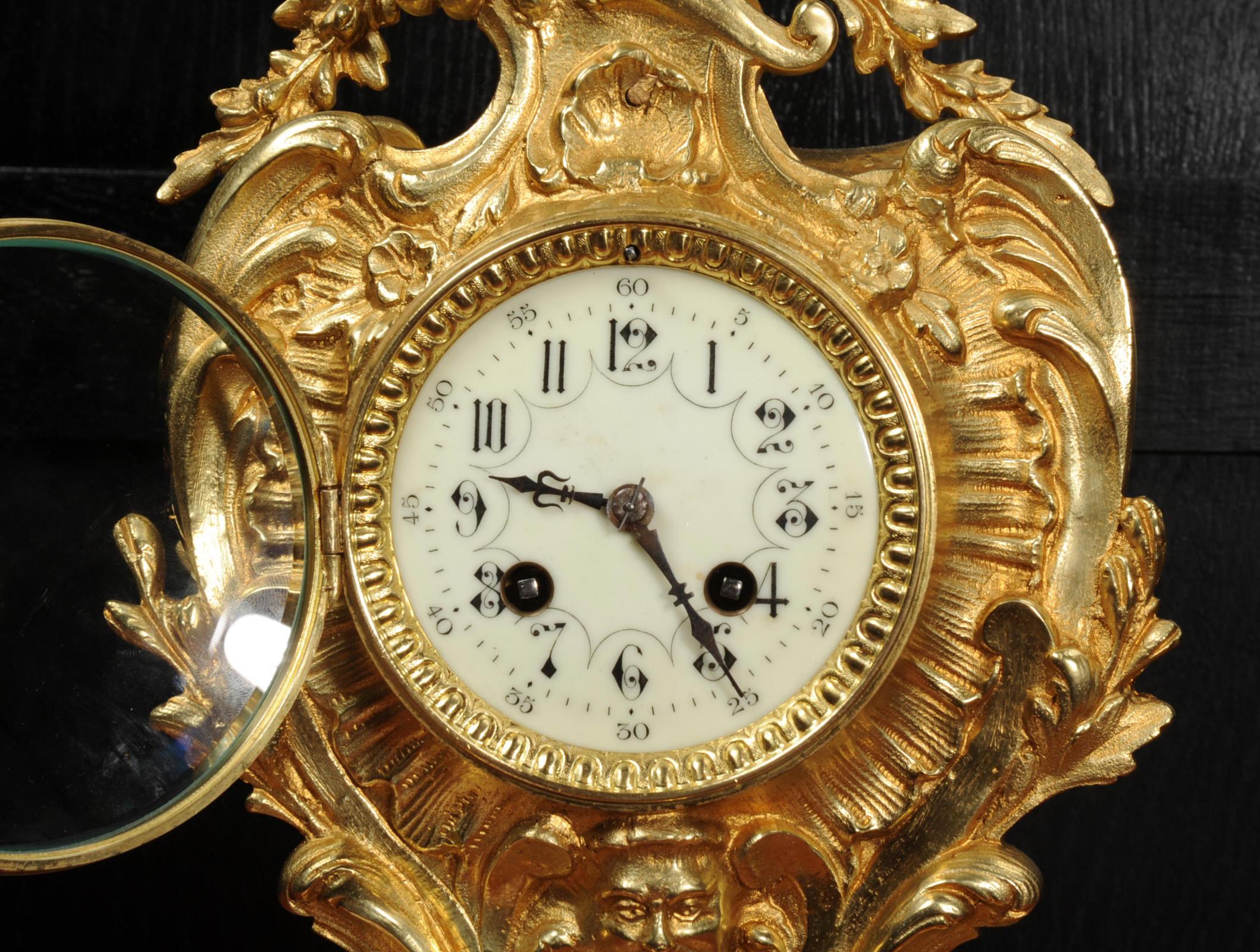 Antique French Gilt Bronze Rococo Clock, Neptune and the Sea 9