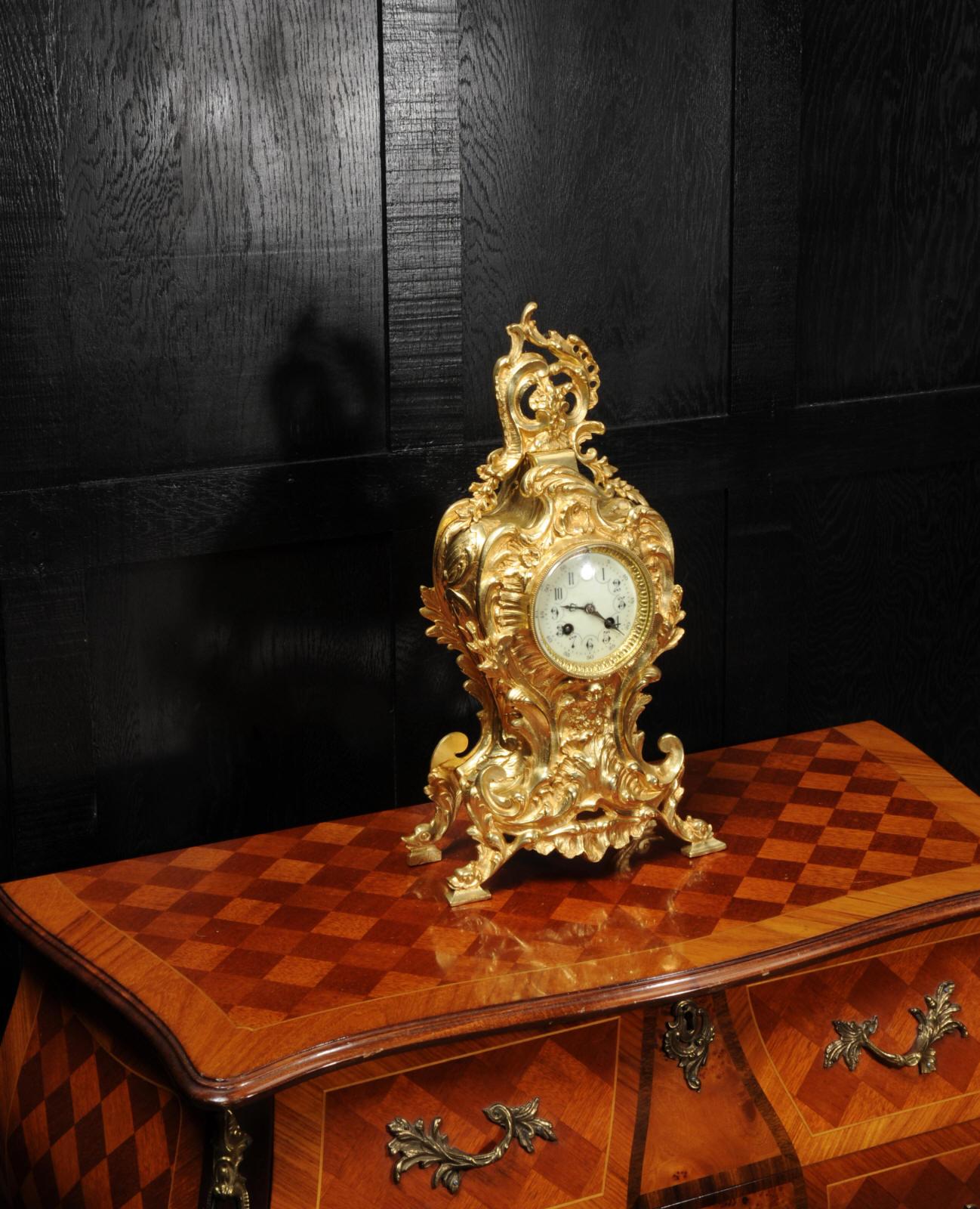 Antique French Gilt Bronze Rococo Clock, Neptune and the Sea In Good Condition In Belper, Derbyshire