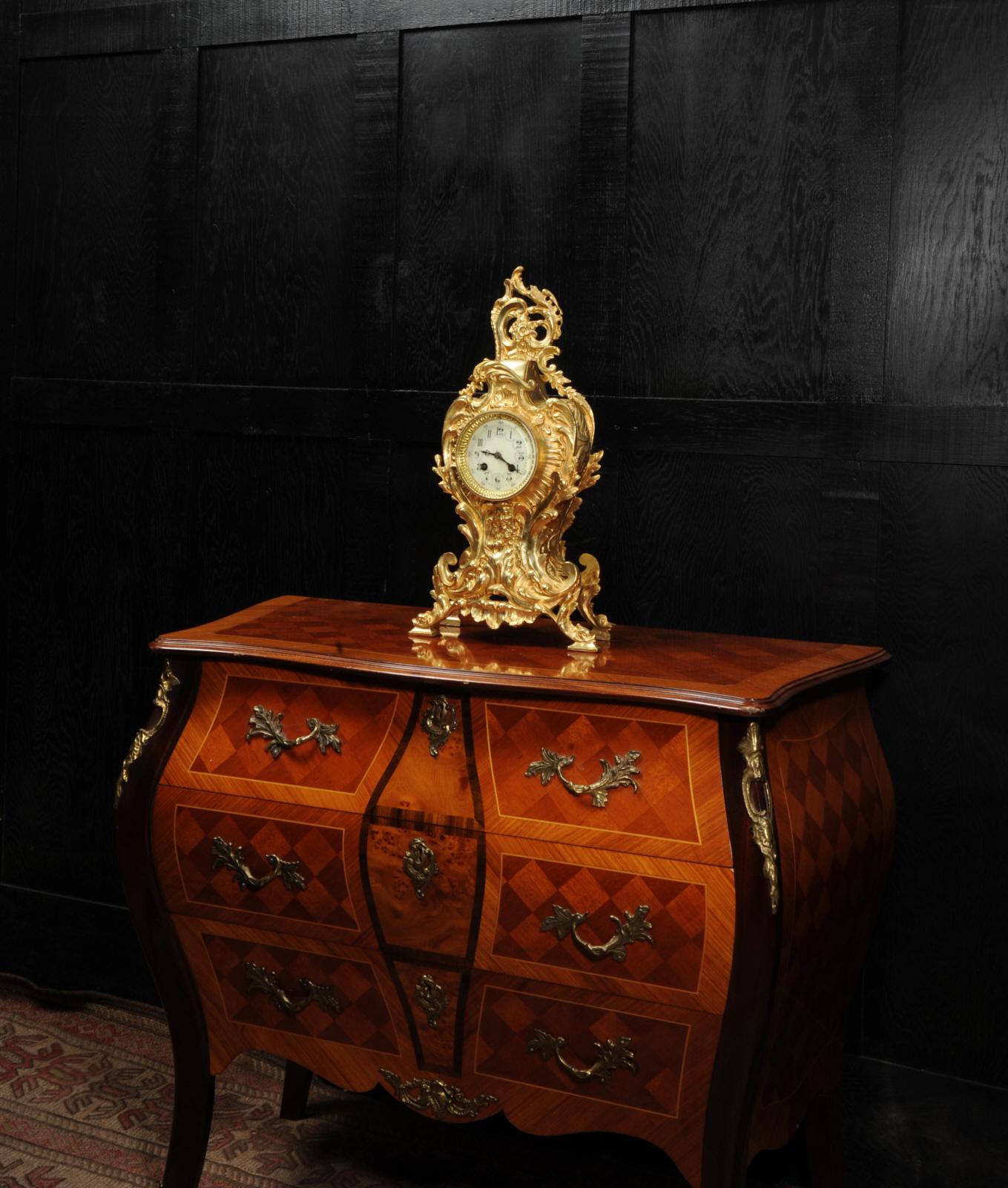 19th Century Antique French Gilt Bronze Rococo Clock, Neptune and the Sea