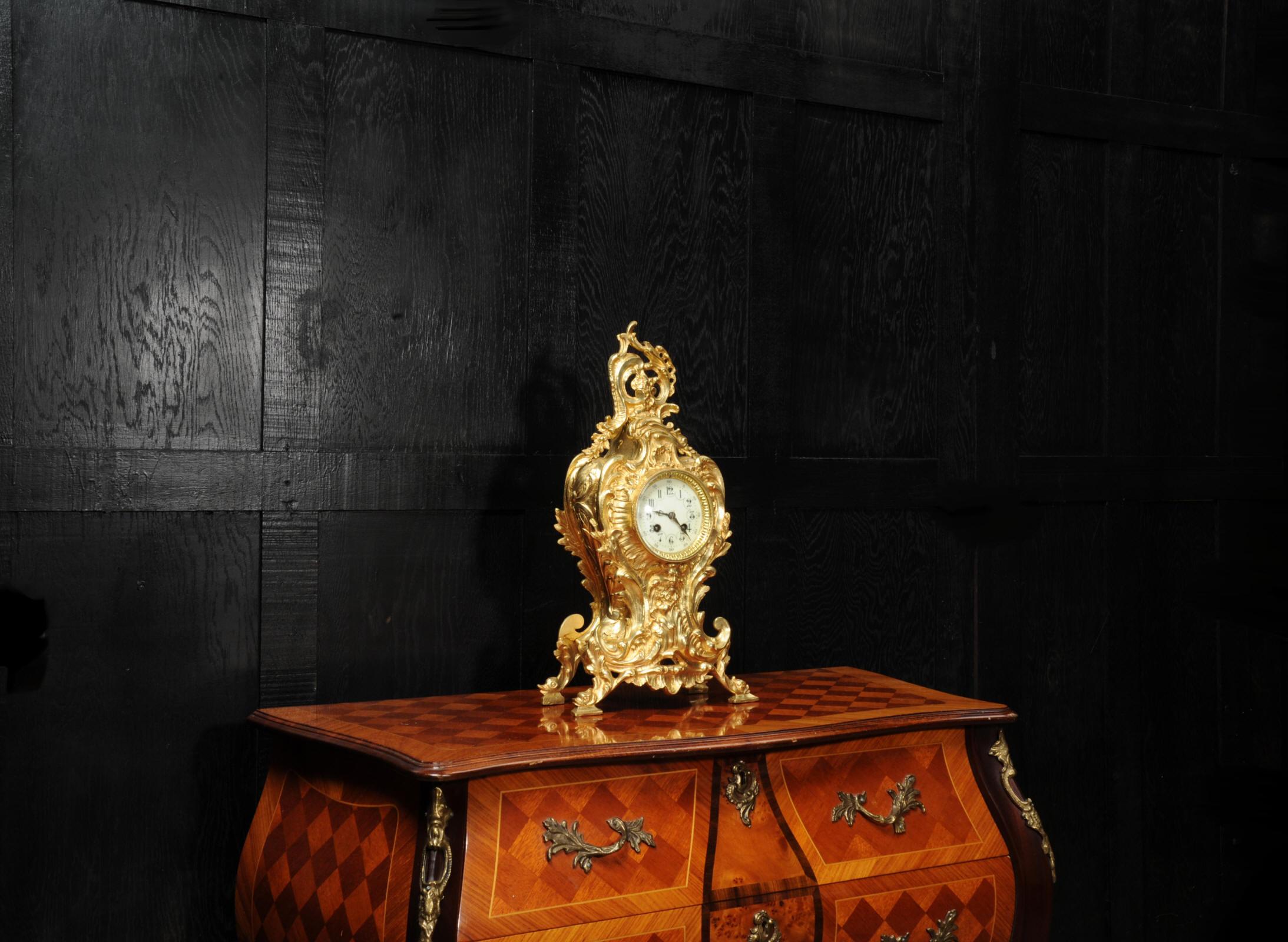 Antique French Gilt Bronze Rococo Clock, Neptune and the Sea 2