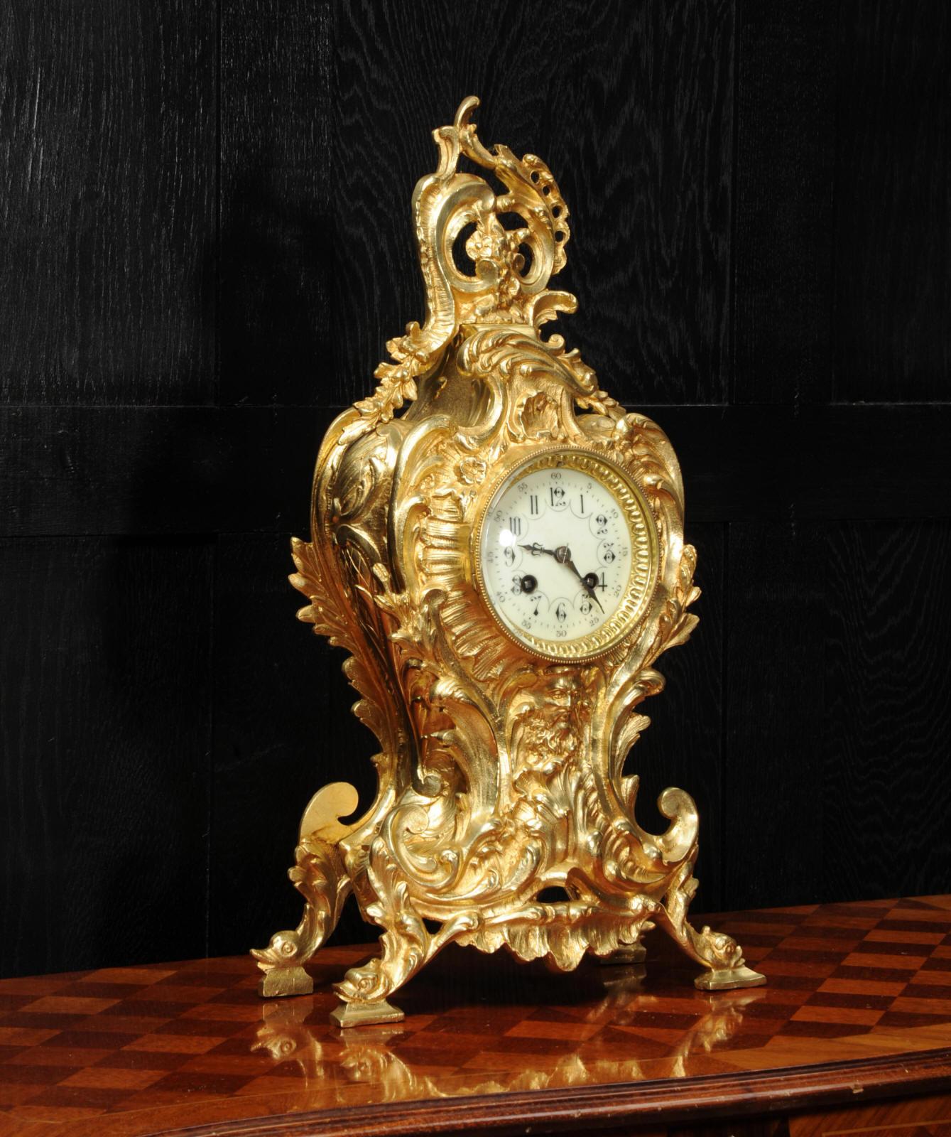 Antique French Gilt Bronze Rococo Clock, Neptune and the Sea 3