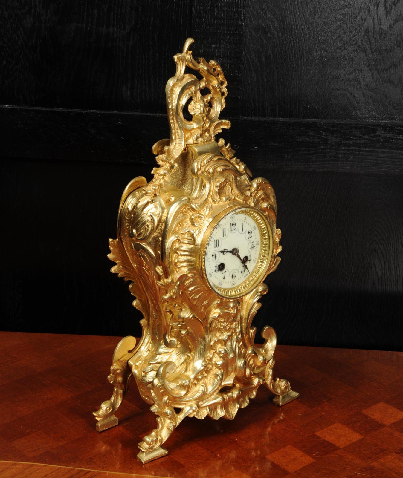 Antique French Gilt Bronze Rococo Clock, Neptune and the Sea 4