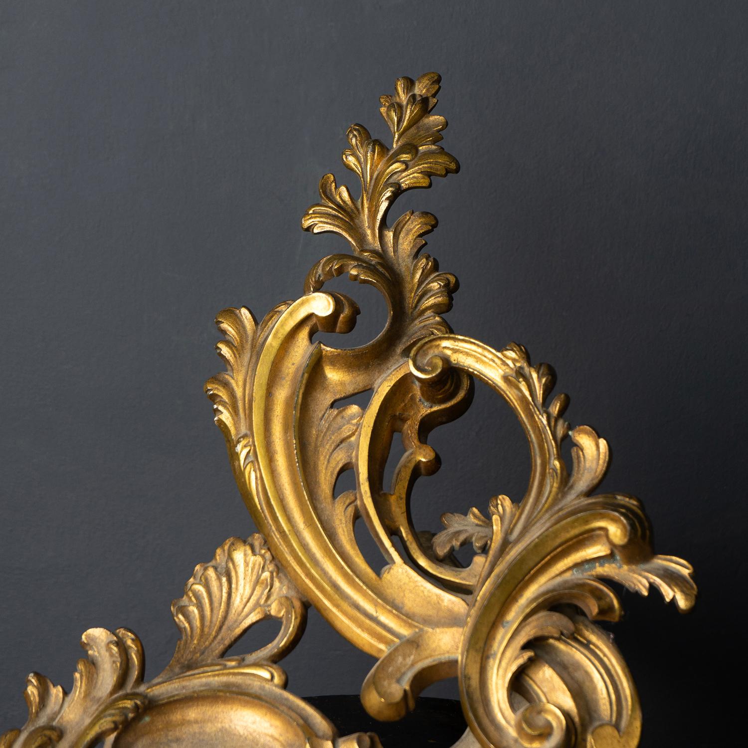 Antique French Gilt Bronze Rococo Style Chenet, 19th Century In Good Condition In Bristol, GB