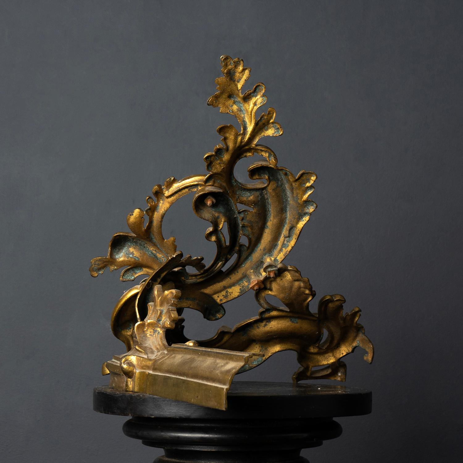 Antique French Gilt Bronze Rococo Style Chenet, 19th Century 2