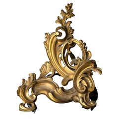 Antique French Gilt Bronze Rococo Style Chenet, 19th Century