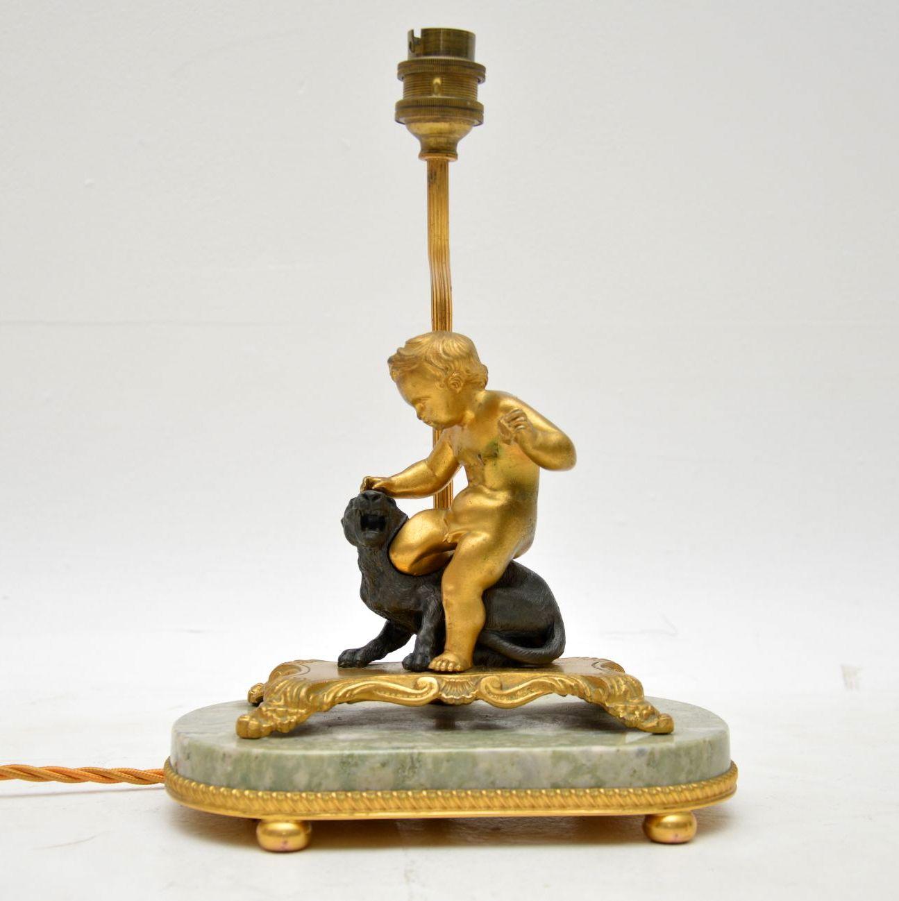  Antique French Gilt Bronze Table Lamp (Frühes 20. Jahrhundert)