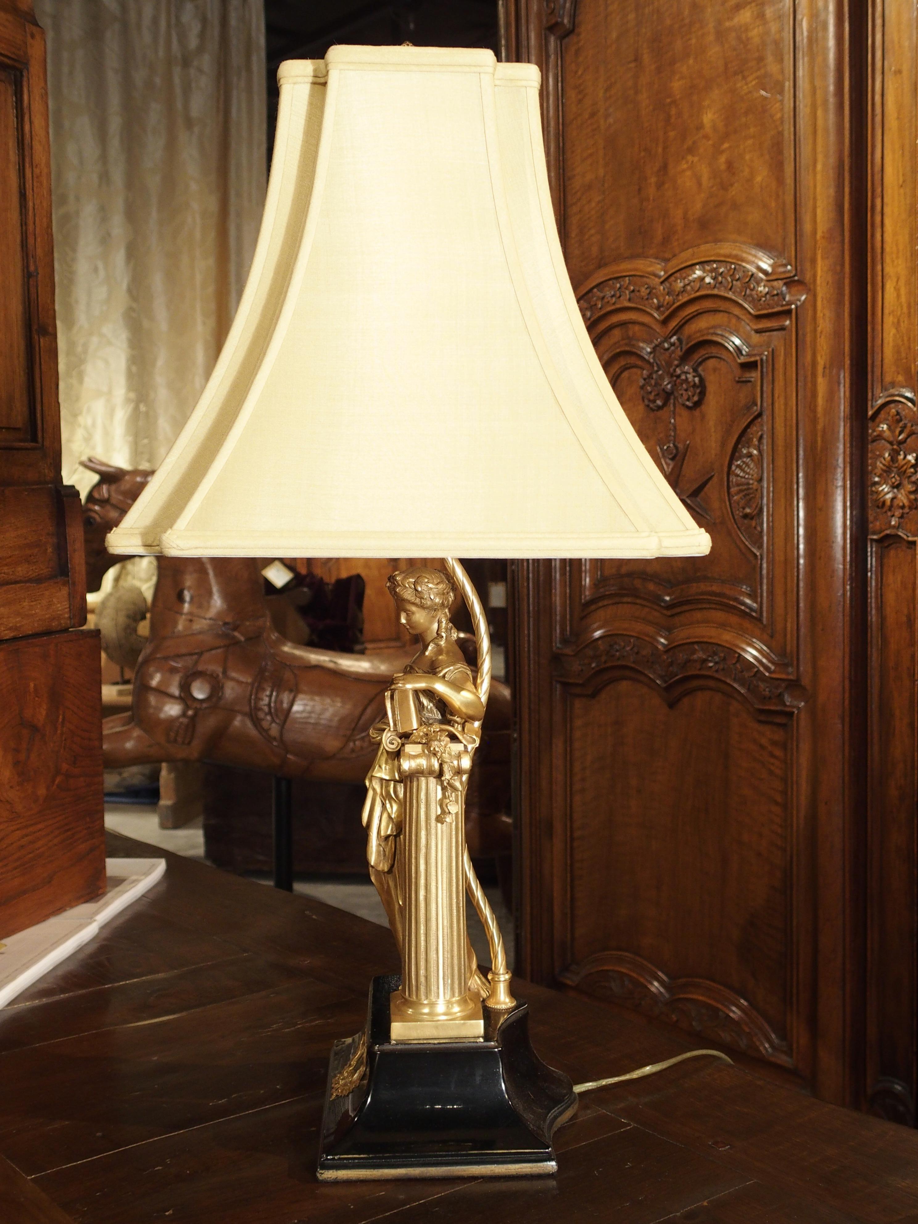 Antique French Gilt Bronze Table Lamp, Signed Moreau, Late 19th Century For Sale 8