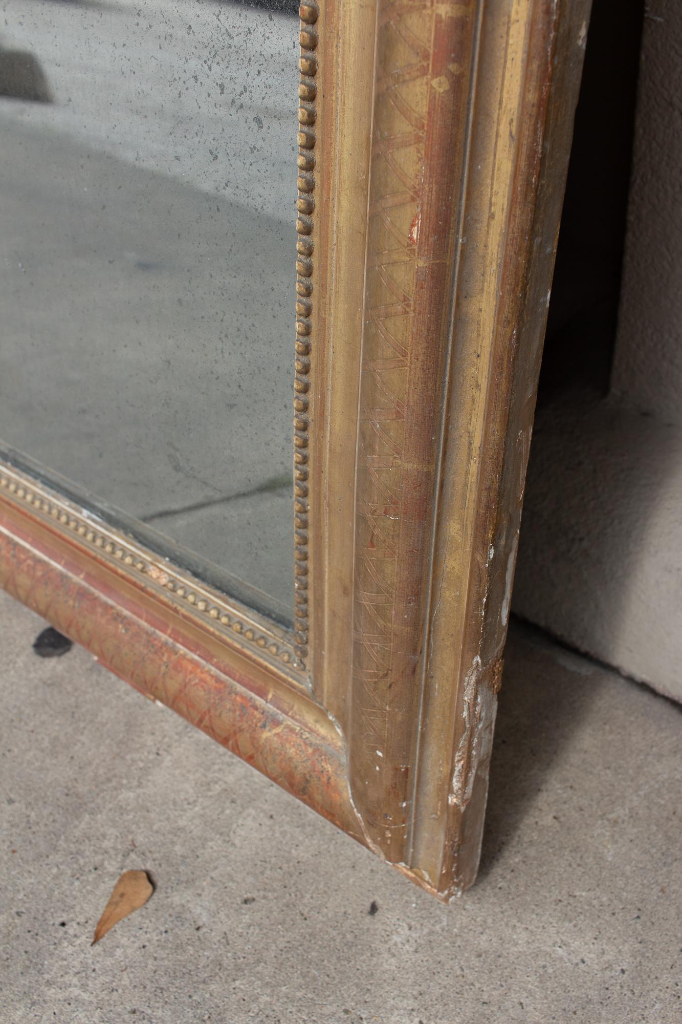 Antique French Gilt Frame Louis Philippe Mirror with Stormy Glass 3