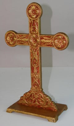 Antike französische Celtic Crass aus vergoldetem Eisen