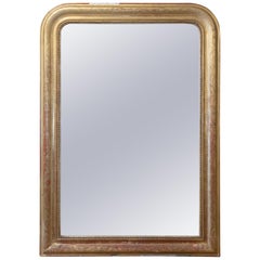 Antique French Gilt Louis Philippe Mirror with Floral Decoration