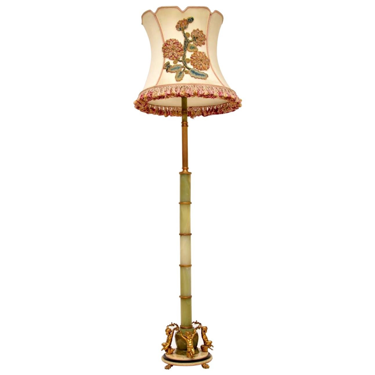 Antique French Gilt Metal and Onyx Floor Lamp 6