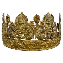 Antique French Gilt Metal Baptismal Church Crown