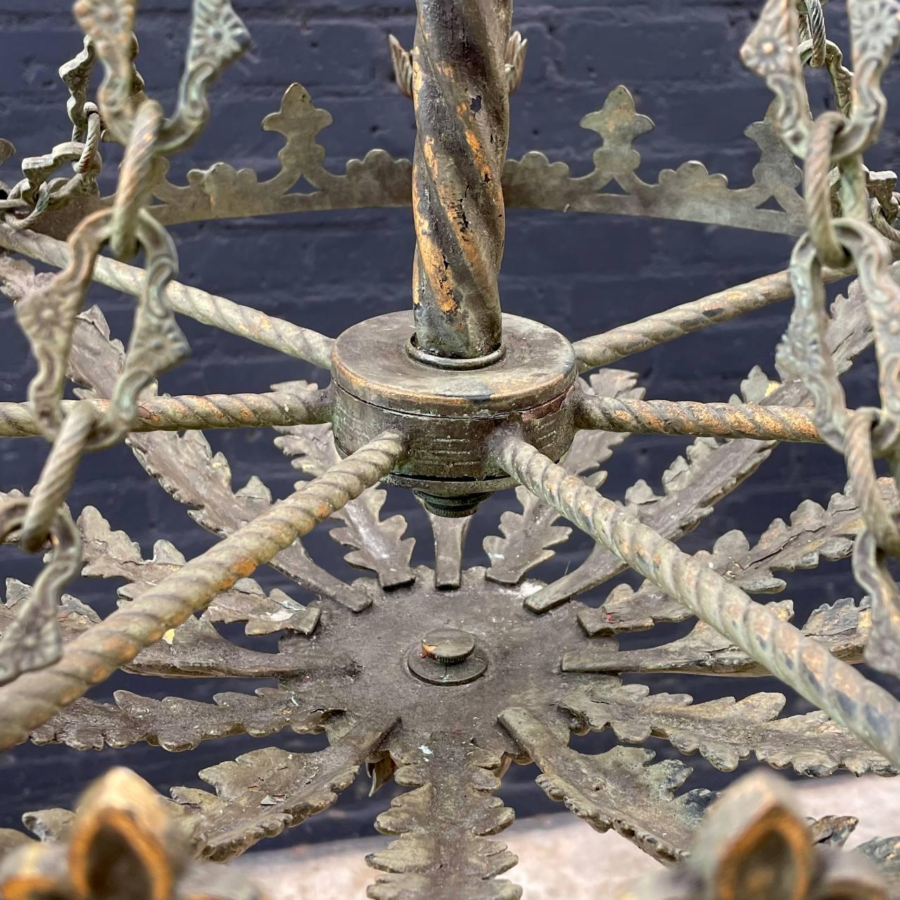 Antique French Gilt Metal Chandelier For Sale 8