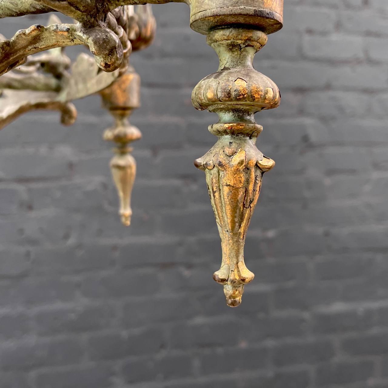 Antique French Gilt Metal Chandelier For Sale 10