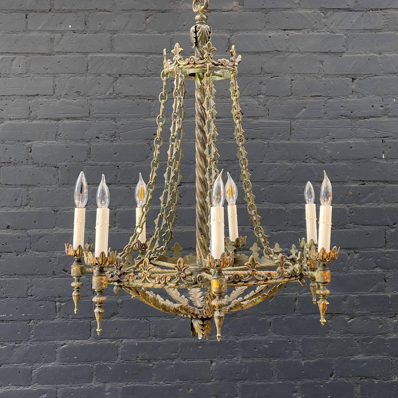 Antique French Gilt Metal Chandelier

Country: France  
Materials: Gilt Metal
Condition: Shows Patina From Age 
Style: French Gothic
Year: 1950’s

$1,895

Dimensions:
30”H x 24”W x 24”D