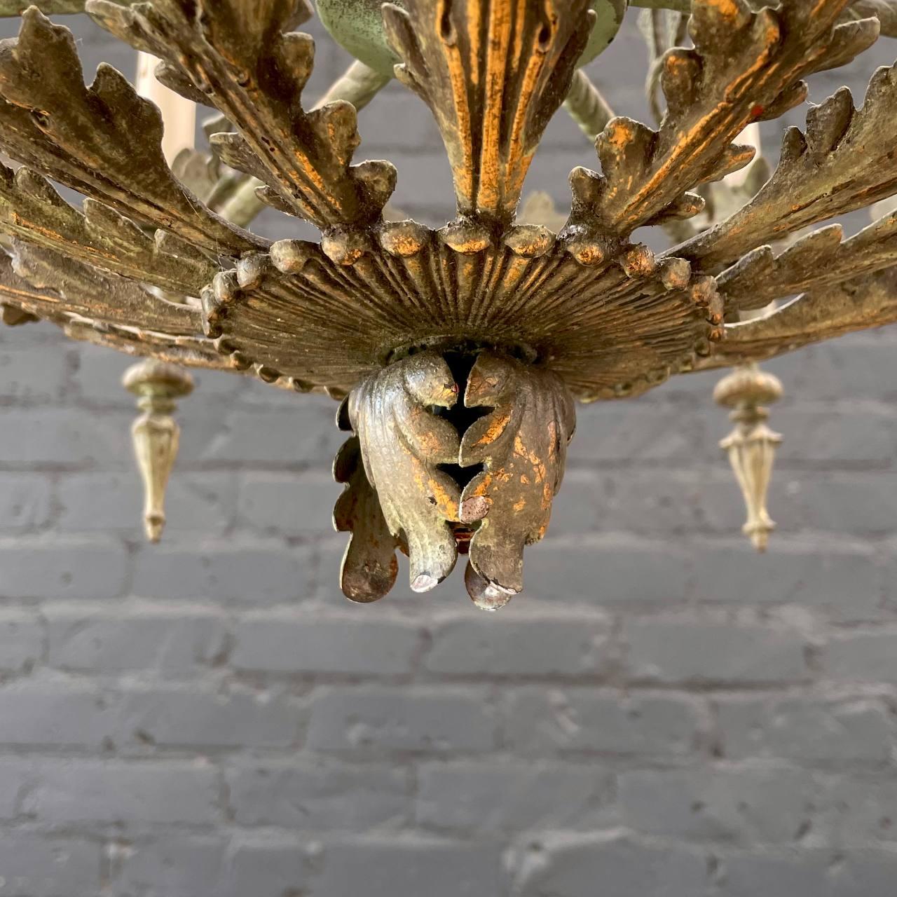 Antique French Gilt Metal Chandelier For Sale 1