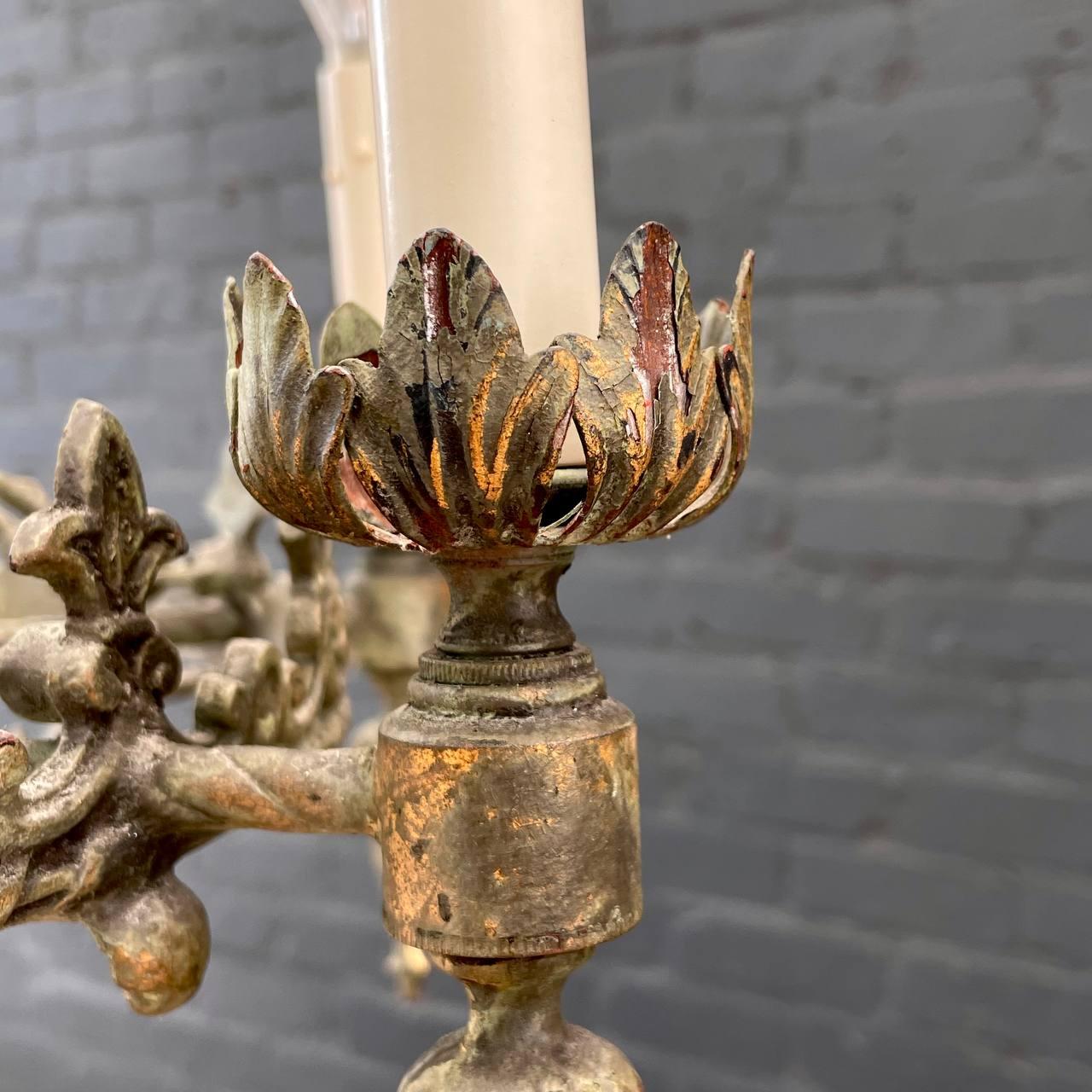 Antique French Gilt Metal Chandelier For Sale 2