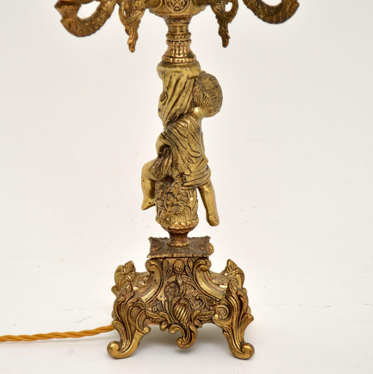Antique French Gilt Metal Cherub Lamp 5