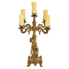 Antique French Gilt Metal Cherub Lamp