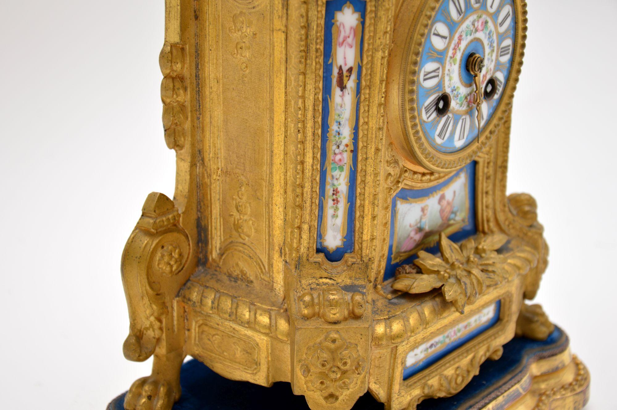 Antique French Gilt Metal Clock by Brunfaut 1