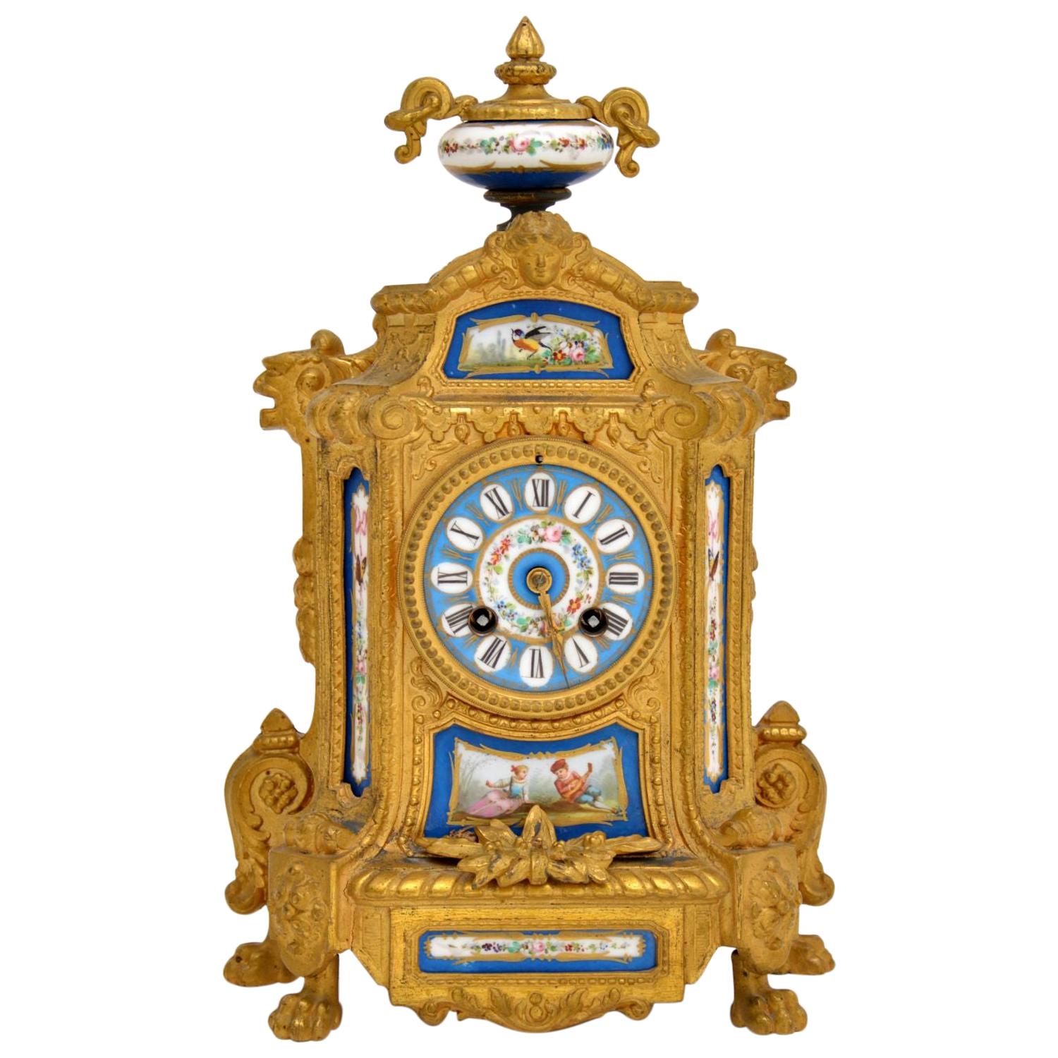 Antique French Gilt Metal Clock by Brunfaut