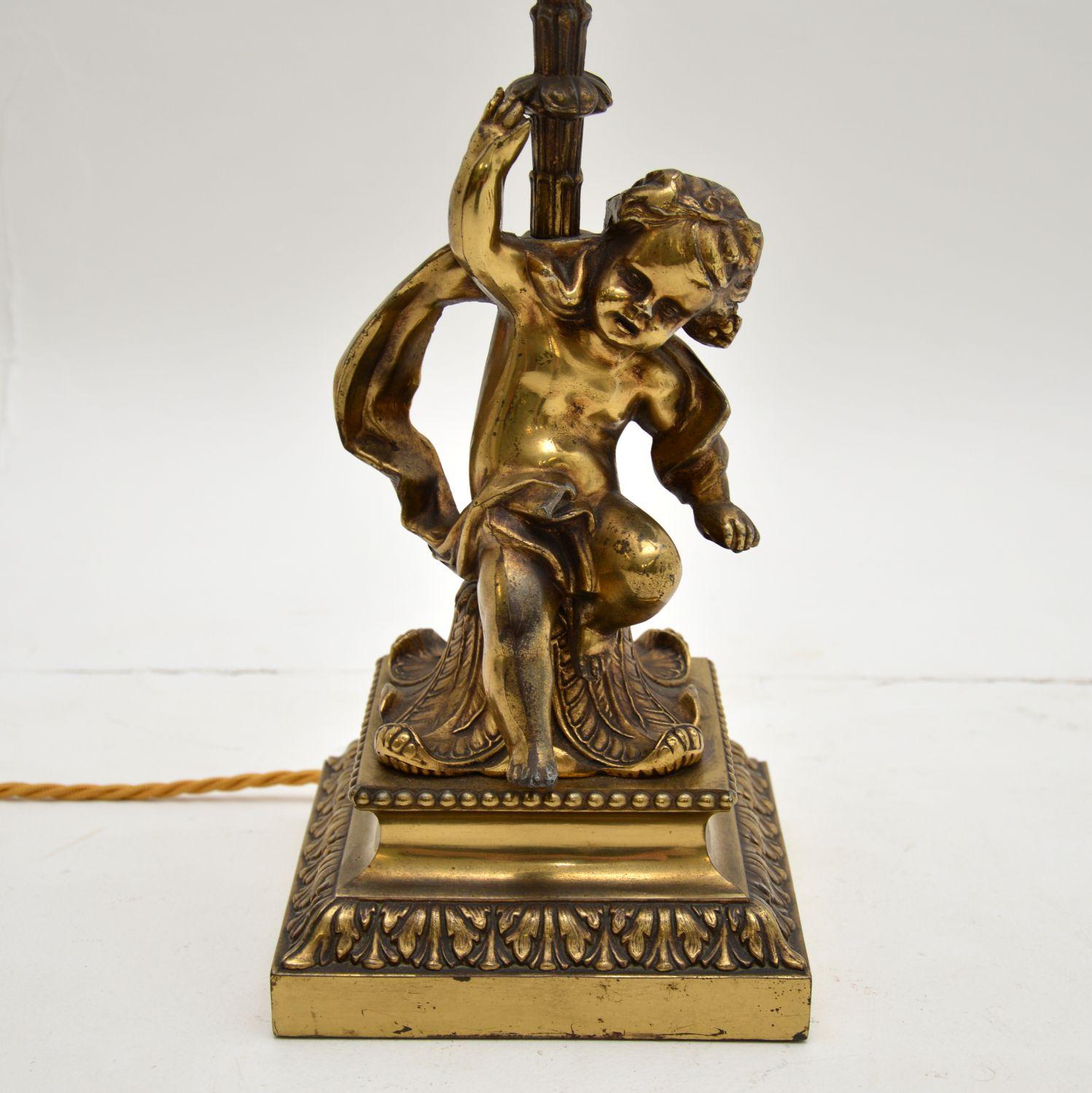 Antique French Gilt Metal Table Lamp For Sale 2