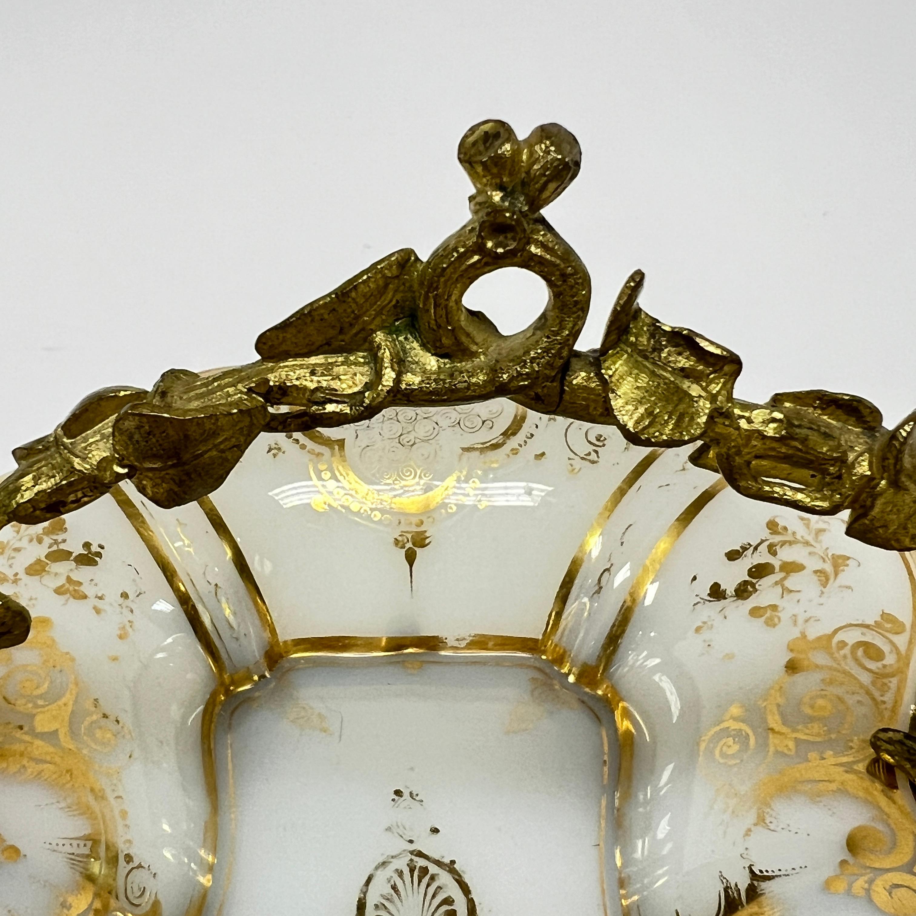 Antique French Gilt Opaline Bronze Mounted Glass Dish For Sale 6