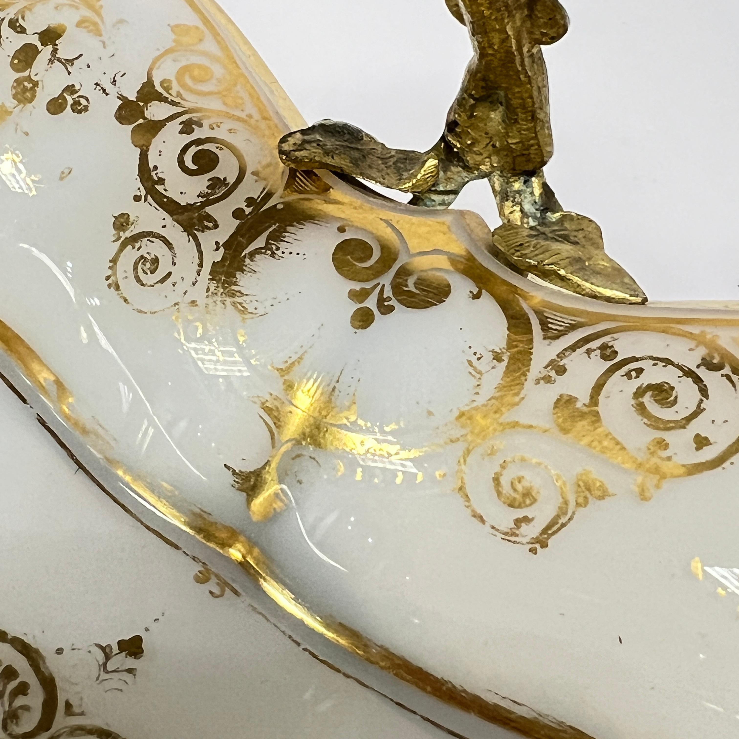 Antique French Gilt Opaline Bronze Mounted Glass Dish For Sale 9