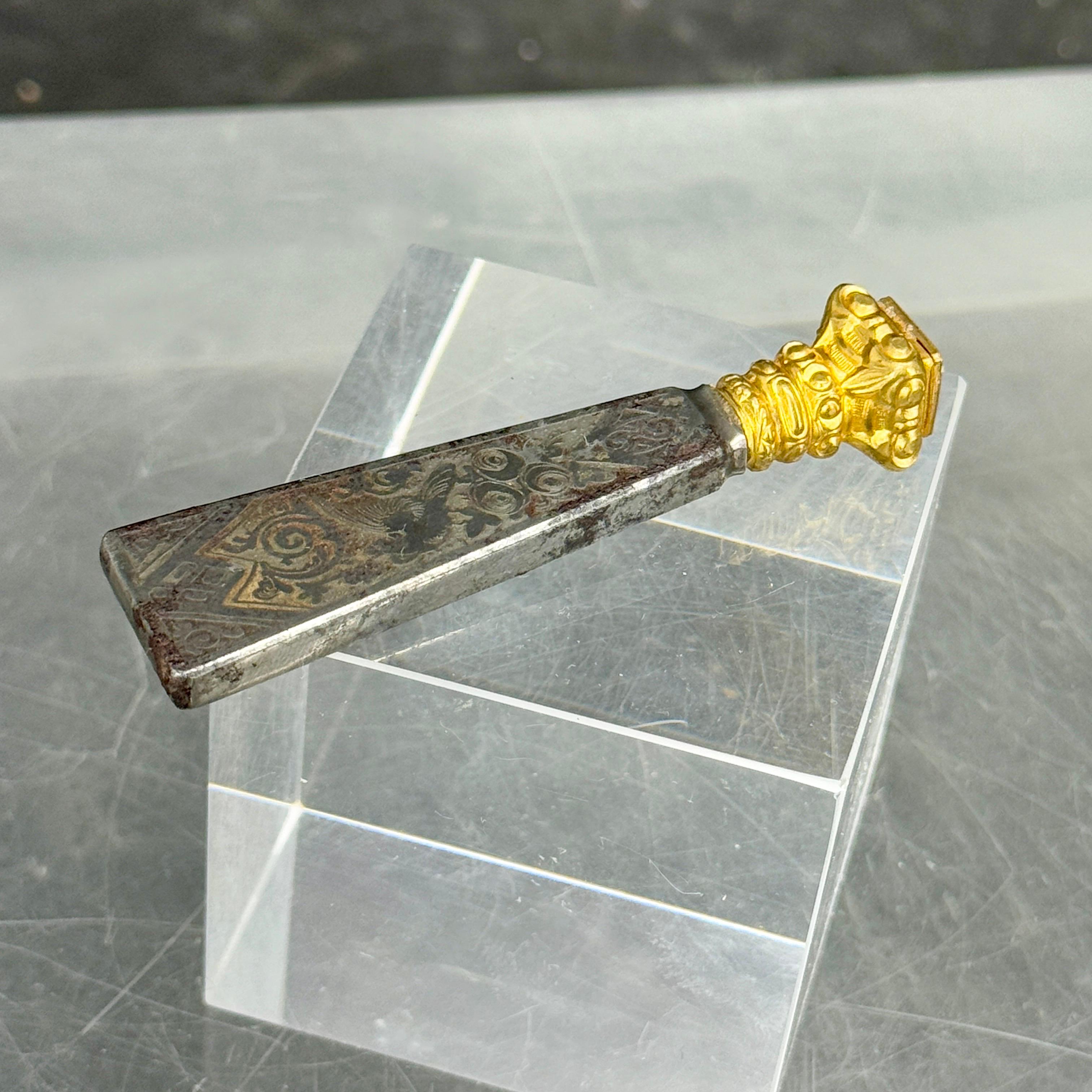 Antique French Gilt Ormolu Gilt Metal Hand Wax Seal Stamp For Sale 5
