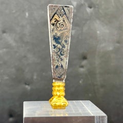 Antique French Ormolu Dorado Metal Dorado Sello de Cera Manual