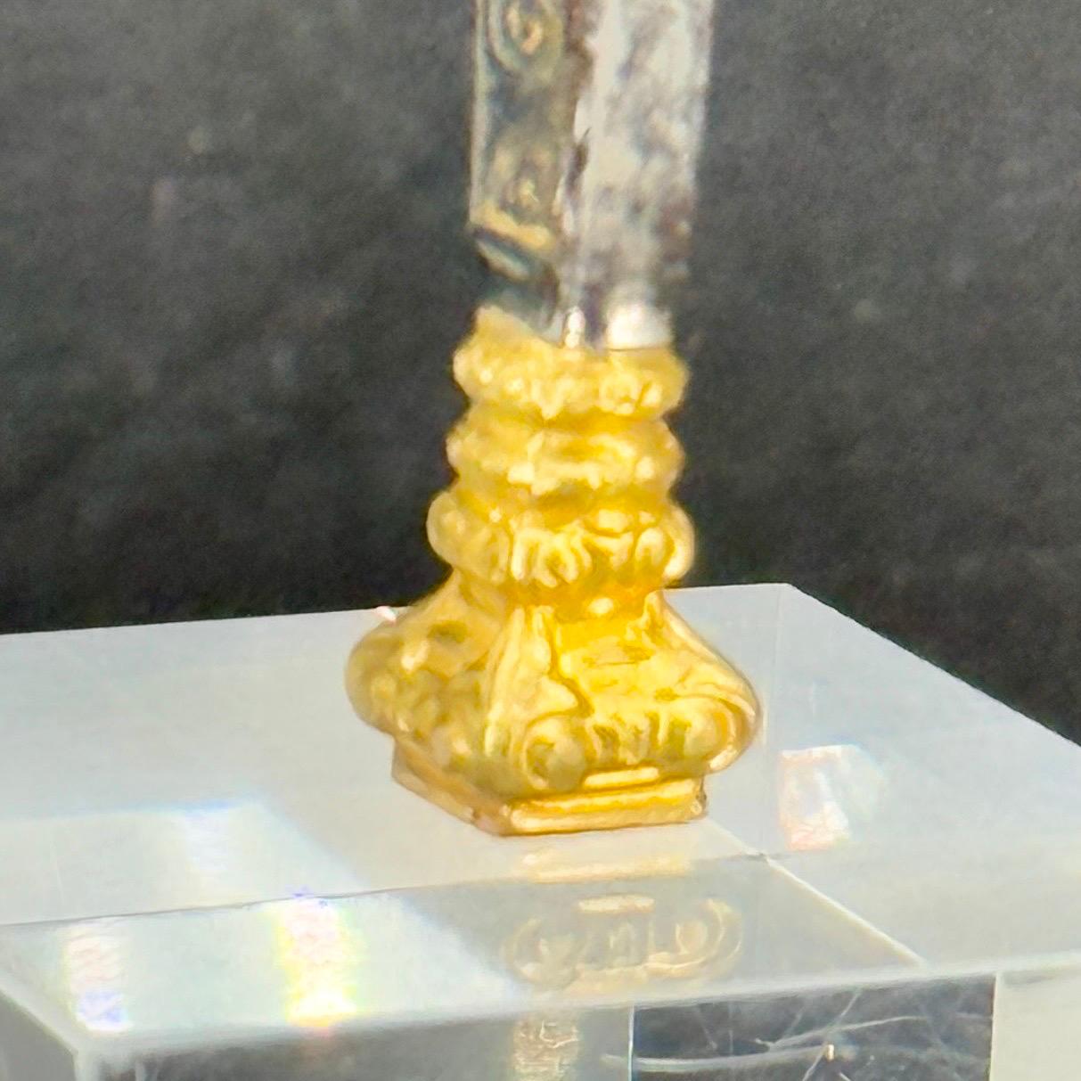 19th Century Antique French Gilt Ormolu Gilt Metal Hand Wax Seal Stamp For Sale