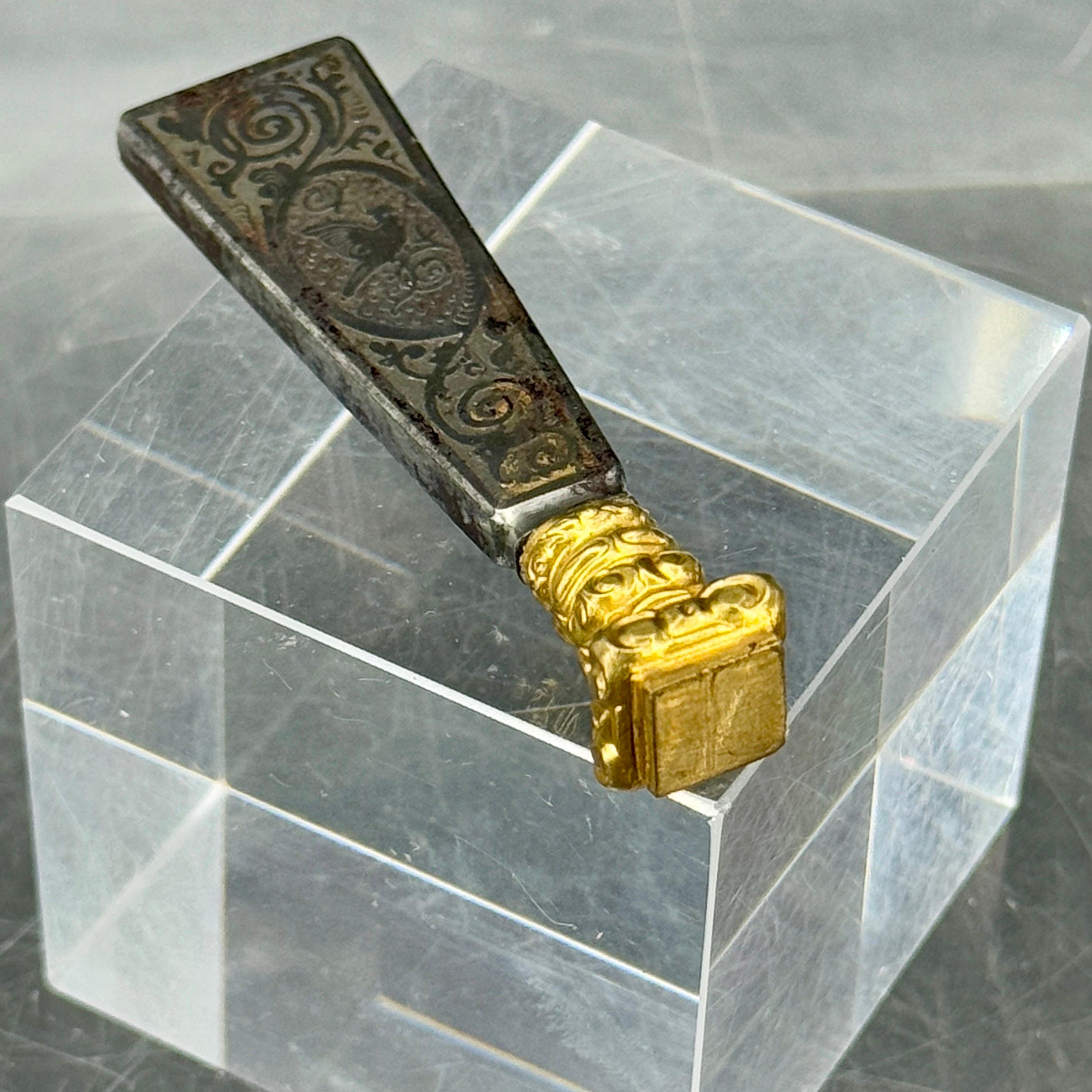Antique French Gilt Ormolu Gilt Metal Hand Wax Seal Stamp For Sale 3
