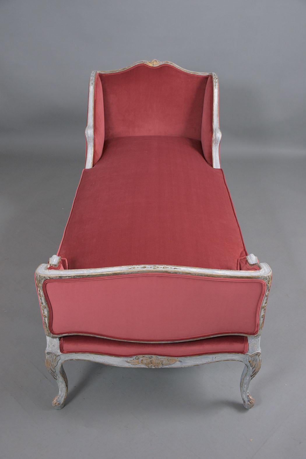 Wood French Antique Louis XV Chaise Lounge 