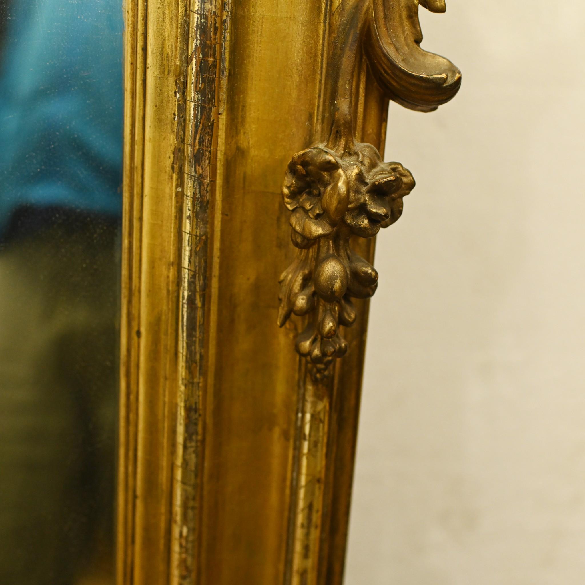 Antiker französischer vergoldeter Pfeilerspiegel, 1880 (Spiegel) im Angebot