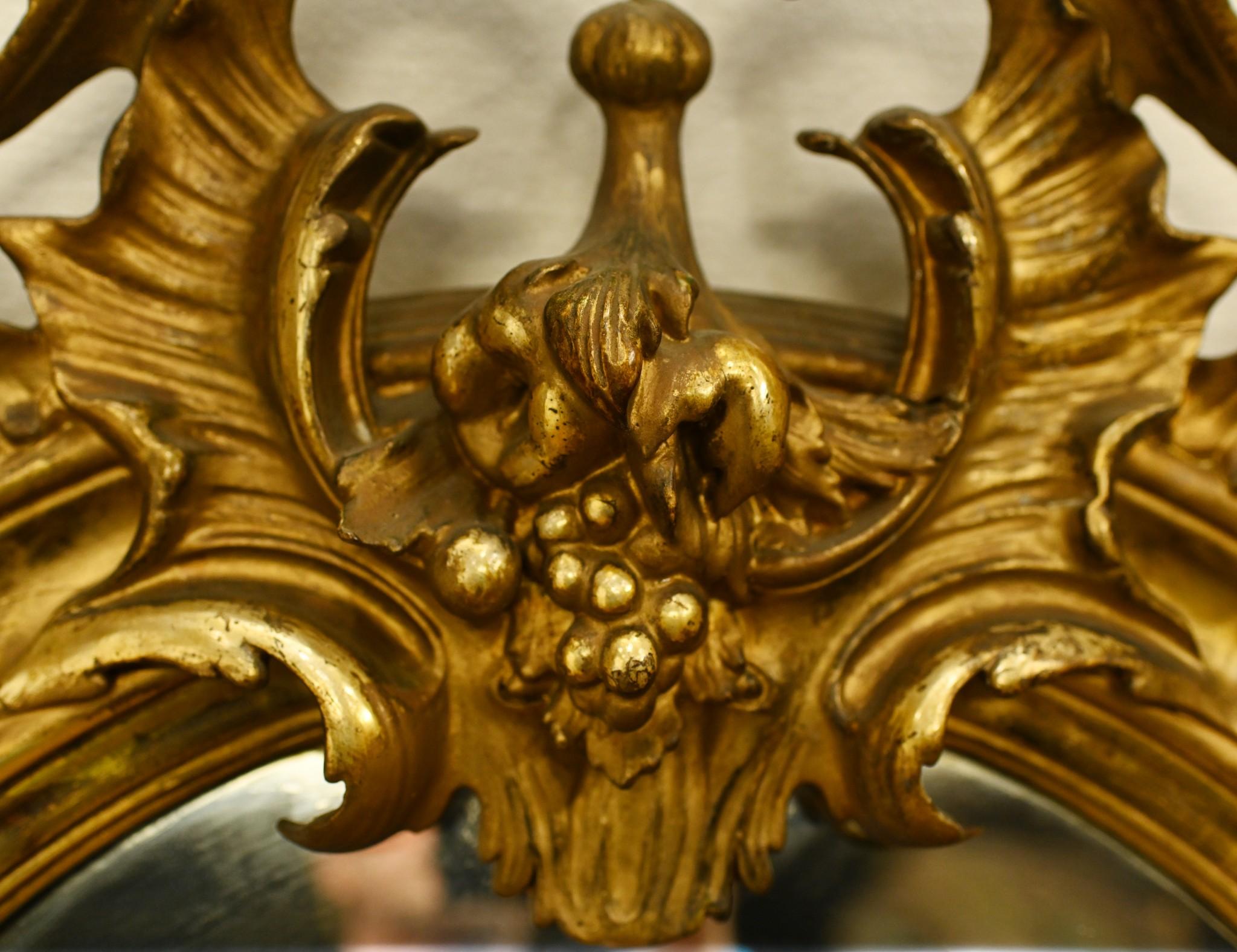 Antique miroir de pilier français doré 1880 en vente 1