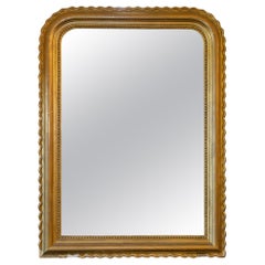 Antique French Gilt Scallop Edge Louis Philippe Mirror with Original Glass
