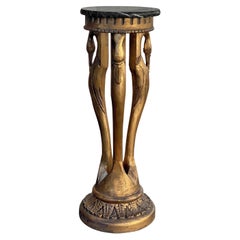Antique French Gilt Swan and Marble Pedestal Table