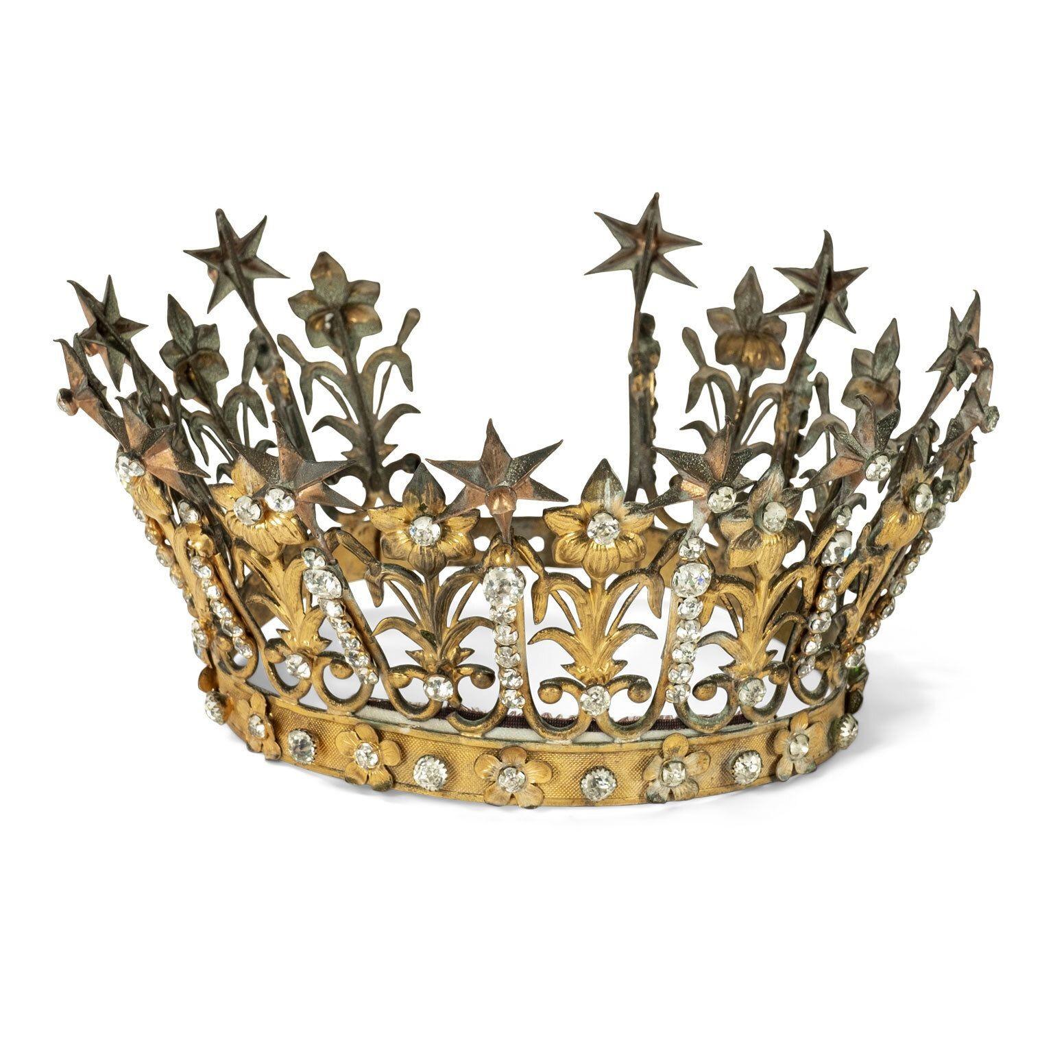 French Provincial Antique French Gilt-Tole Repousse Crown