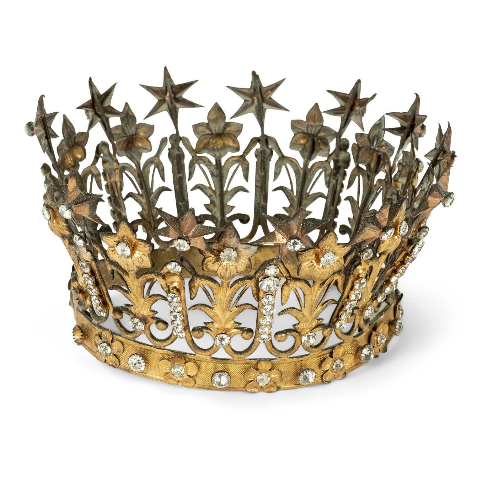 Antique French Gilt-Tole Repousse Crown In Good Condition In Houston, TX