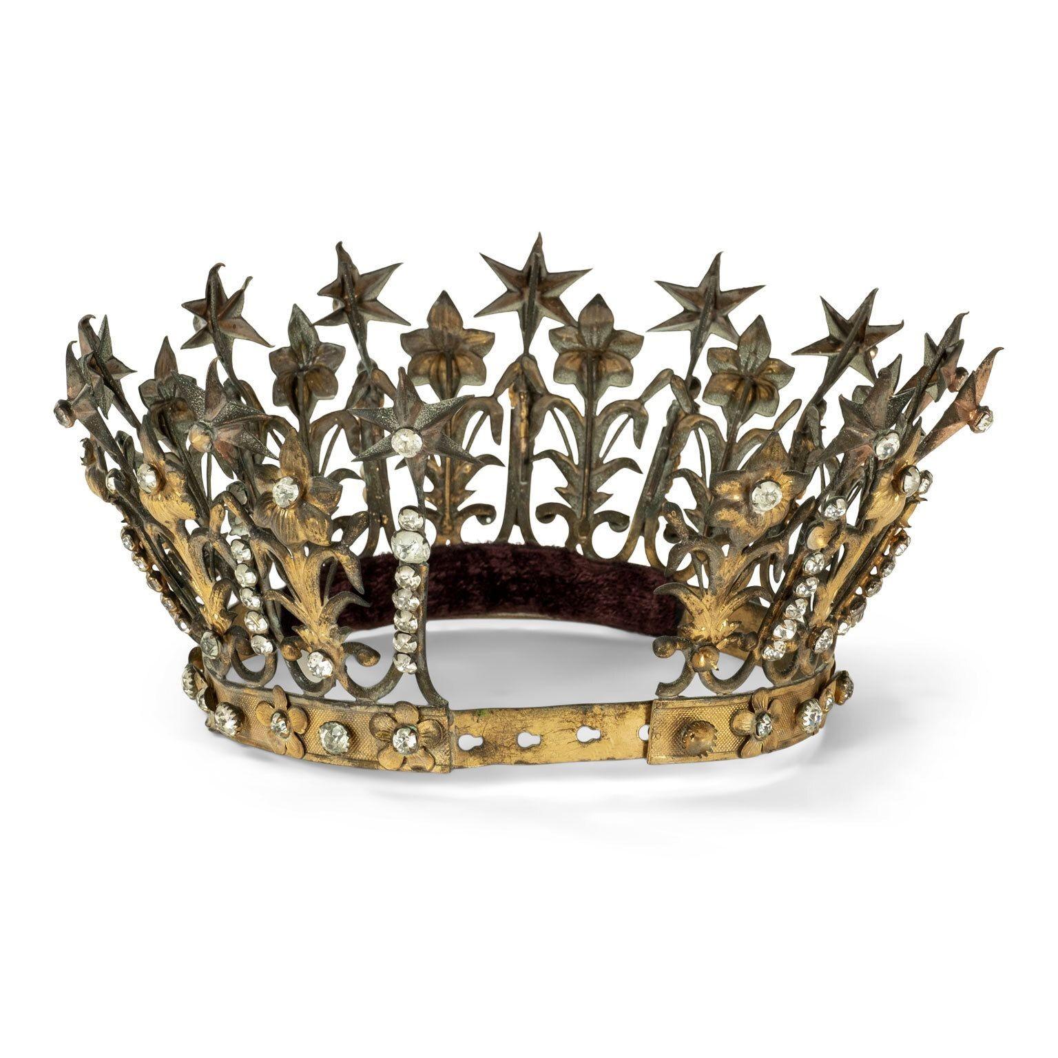 19th Century Antique French Gilt-Tole Repousse Crown