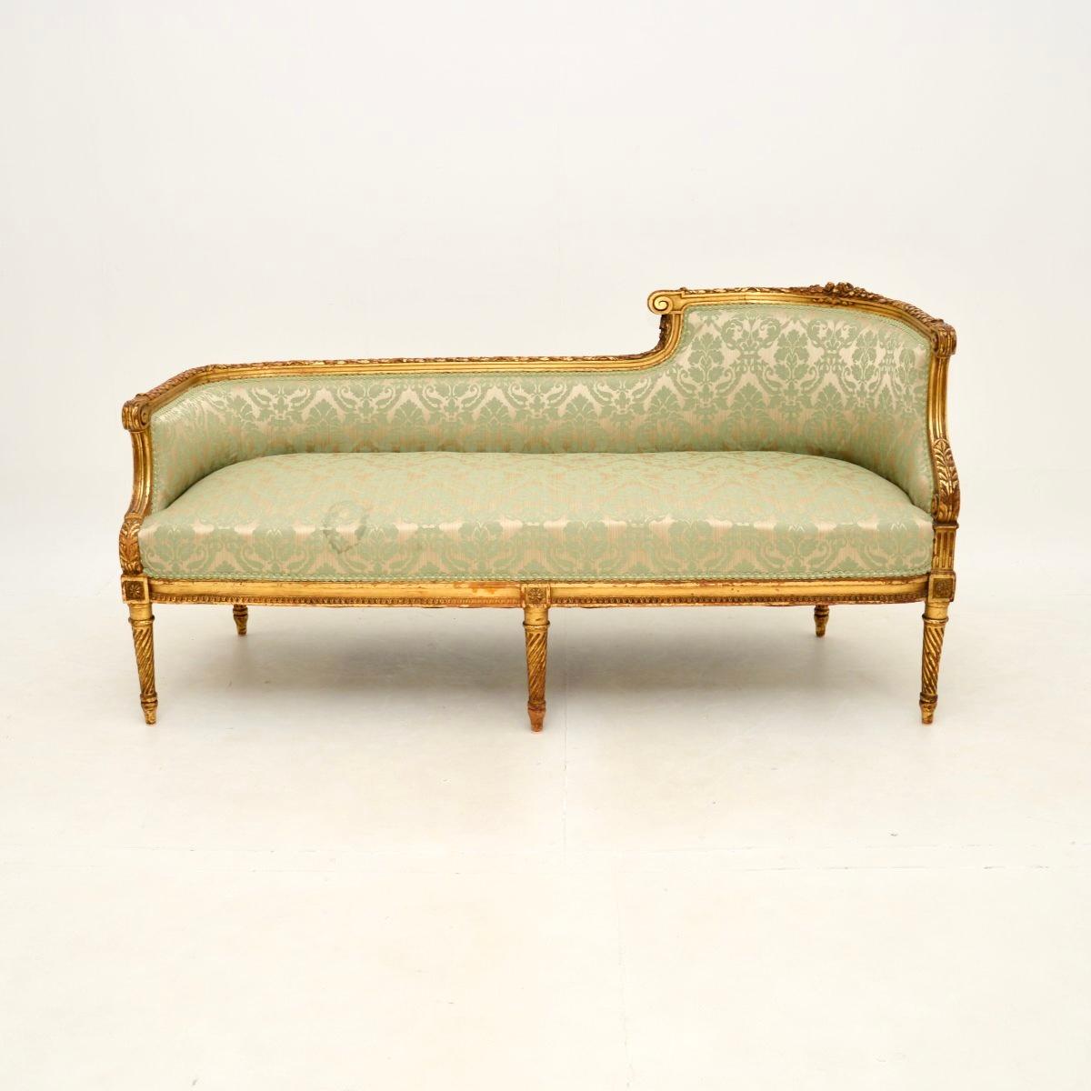 Louis XIV Antique French Gilt Wood Chaise Longue
