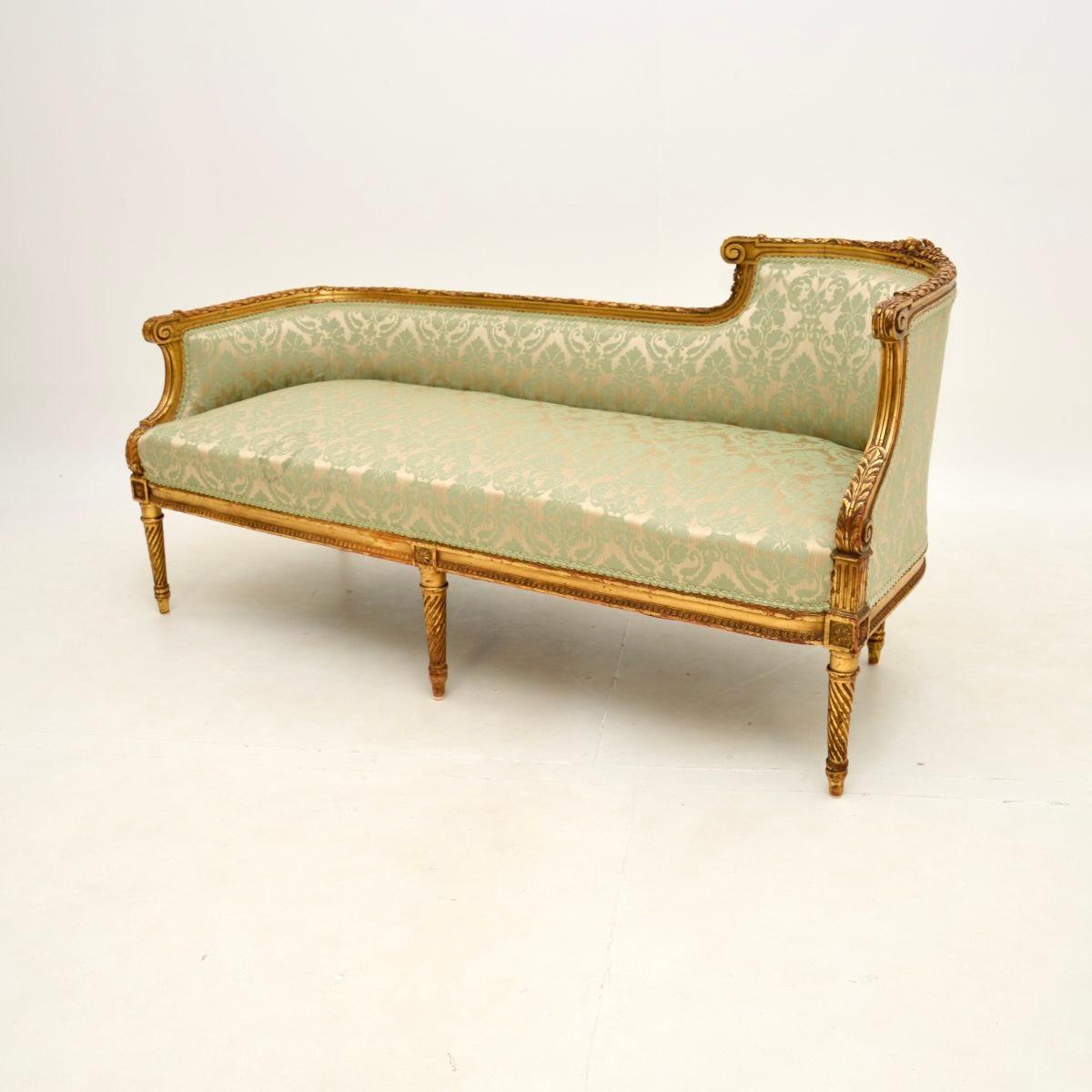 Antique French Gilt Wood Chaise Longue In Good Condition In London, GB
