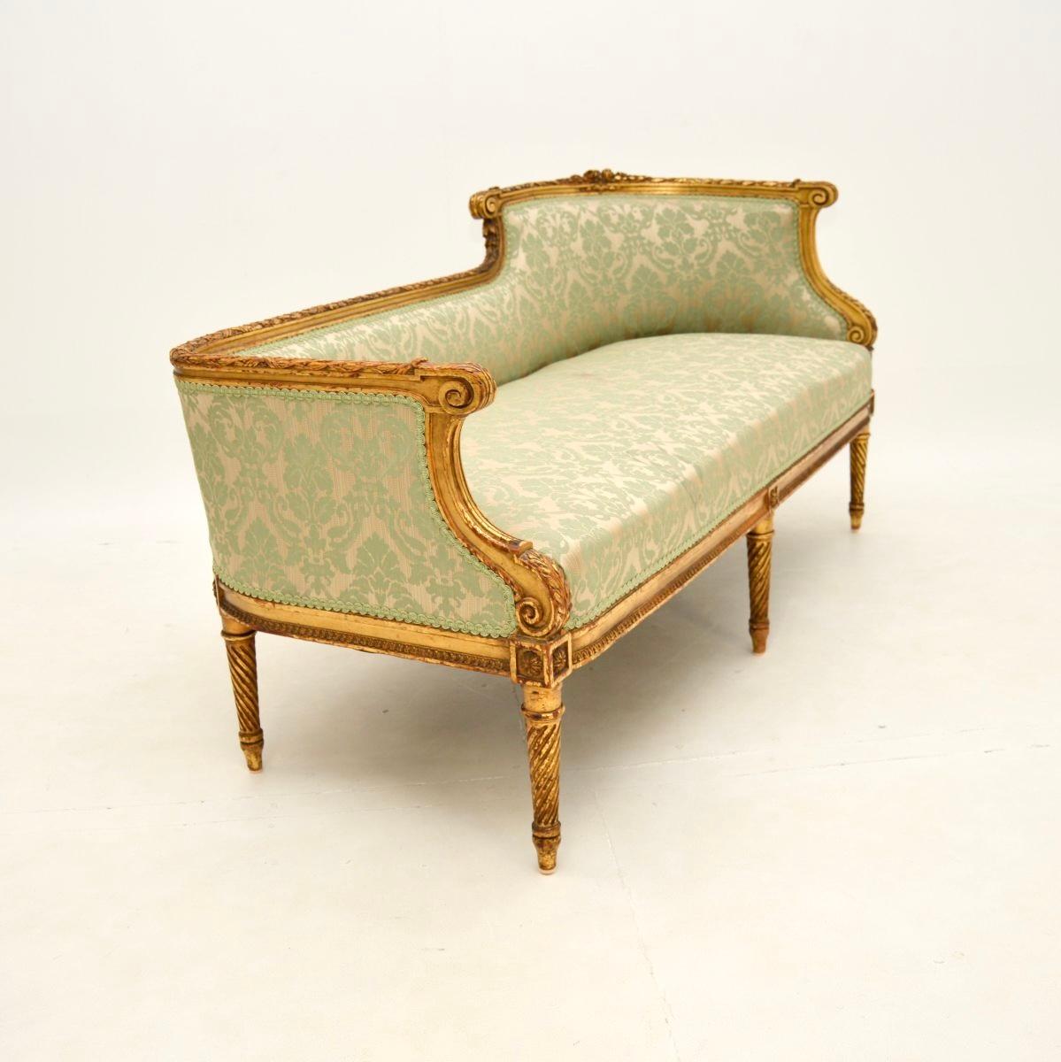 Mid-19th Century Antique French Gilt Wood Chaise Longue