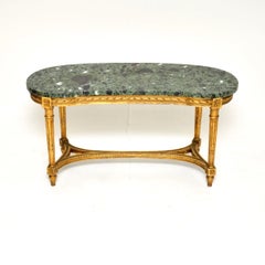 Antique French Gilt Wood Marble Top Coffee Table