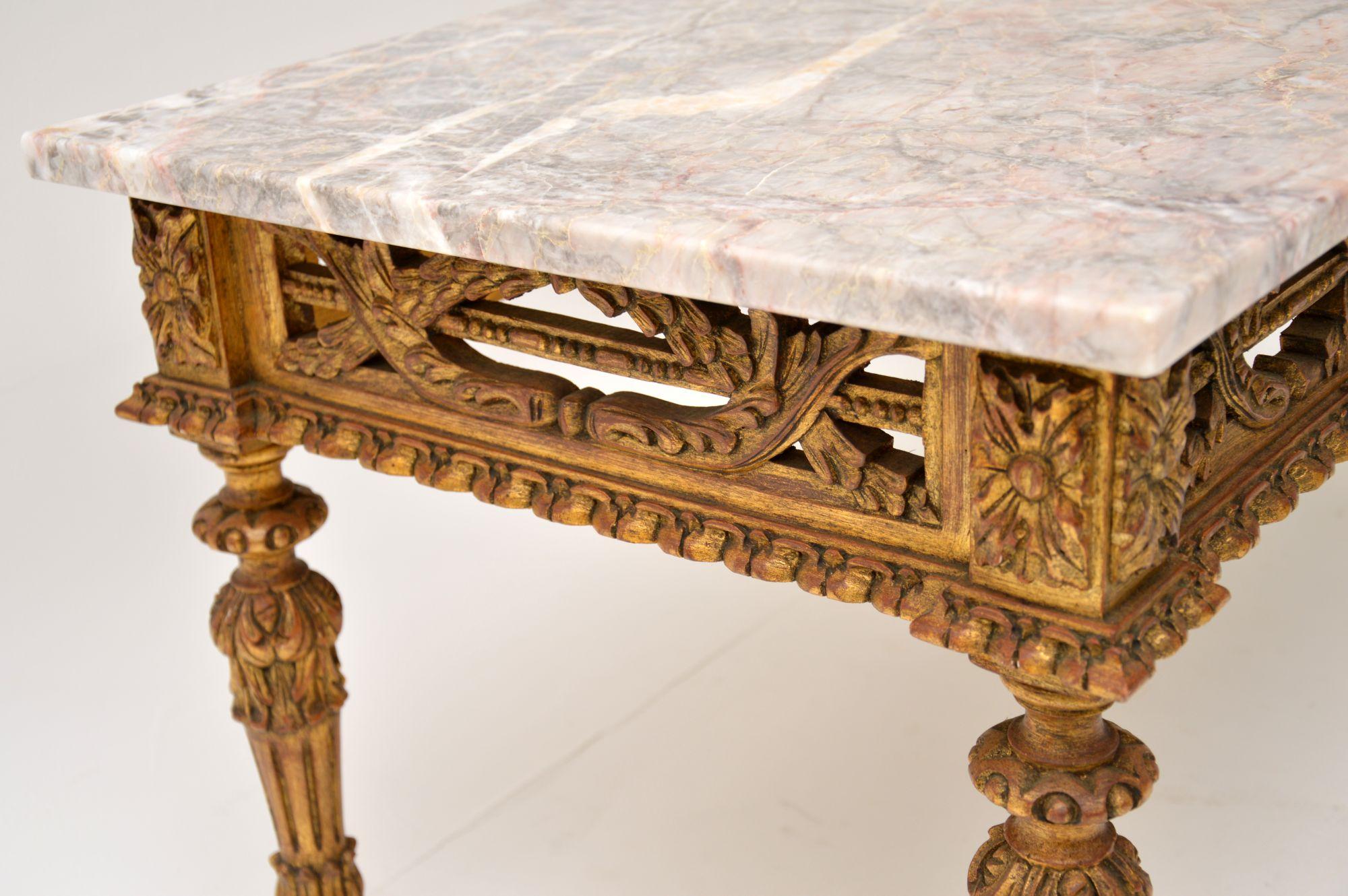 Antique French Giltwood Marble-Top Coffee Table In Good Condition In London, GB